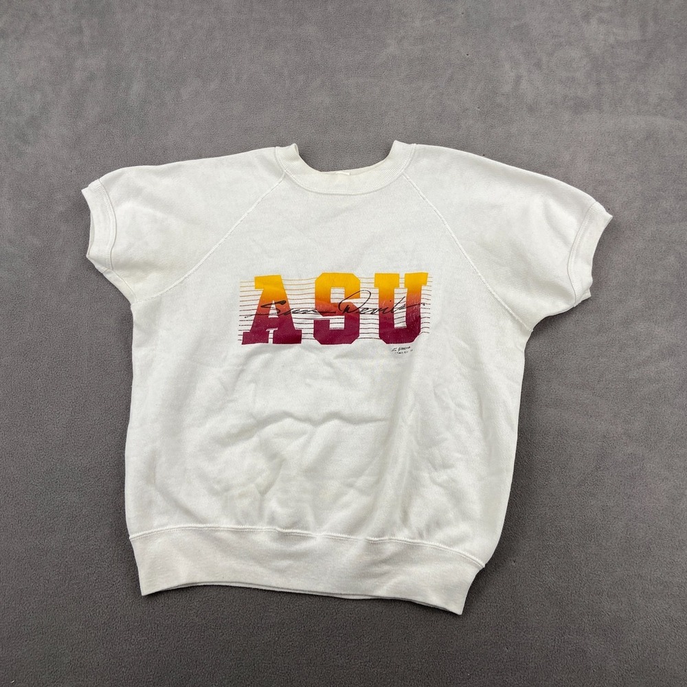 VTG 1985 Arizona State Sun Devils Sweatshirt Sz L White Soffe NFL Football - Picture 1 of 8